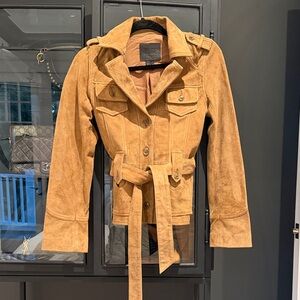 PAIGE Brown Suede Leather Patch Jacket. Never worn.